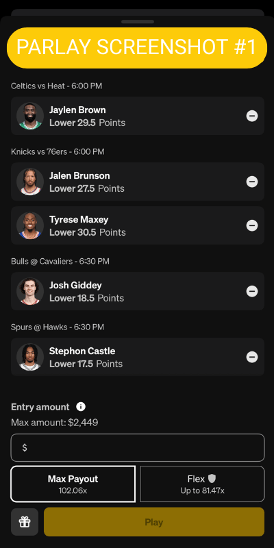 Sample parlay screenshot top half